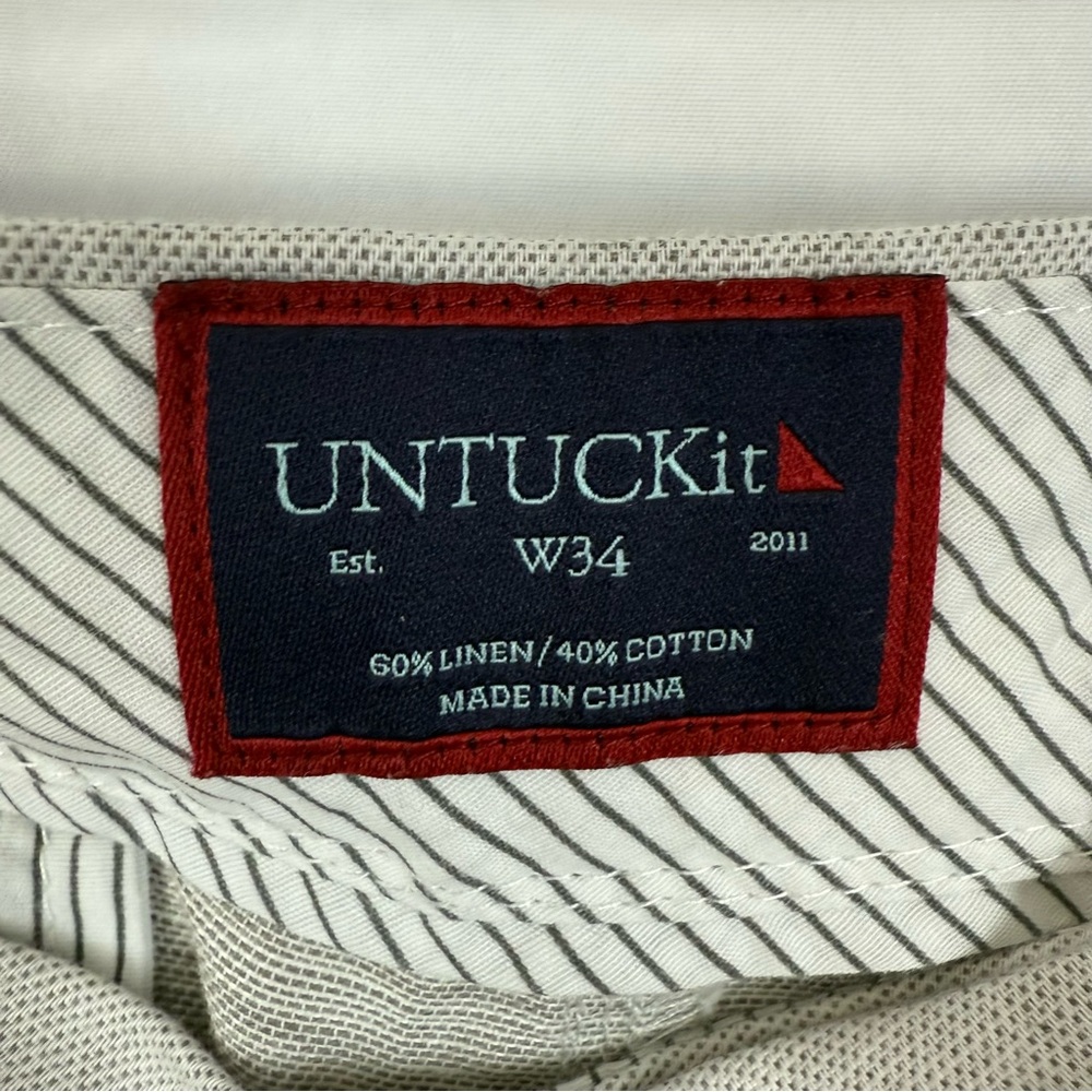 Untuckit Paumanok Linen Blend Flat Front Shorts 9” Inseam‎ Size 34 Gray Men’s - Picture 4 of 10